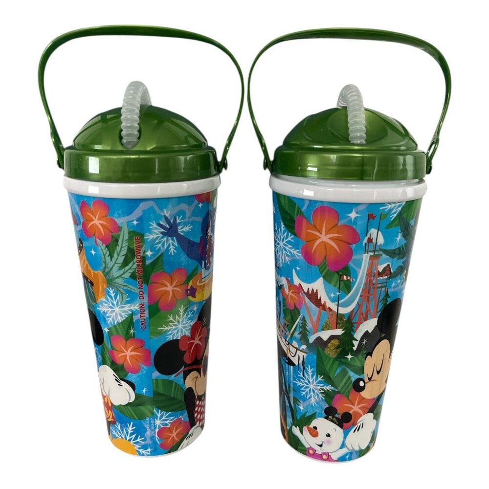 Disney Whirley DrinkWorks Minnie Mouse Holiday Straw Cups with Handles Set of 2